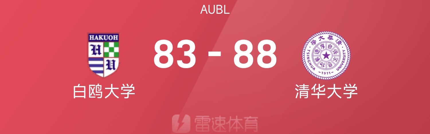 AUBL战报：清华大学末节大逆转以88-83击败白鸥大学